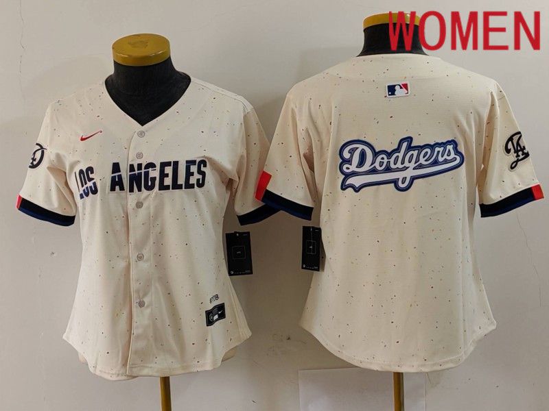 Women Los Angeles Dodgers Blank Cream Fashion Nike Game MLB Jersey style 6297->women mlb jersey->Women Jersey